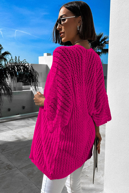 Hollow-out Knit Kimono Lightweight Cardigan